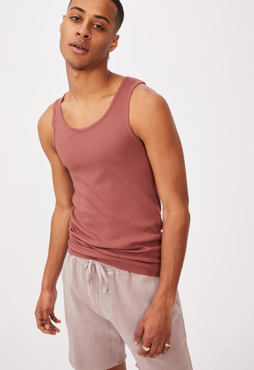 Cotton On - 2x2 rib tank - ox blood