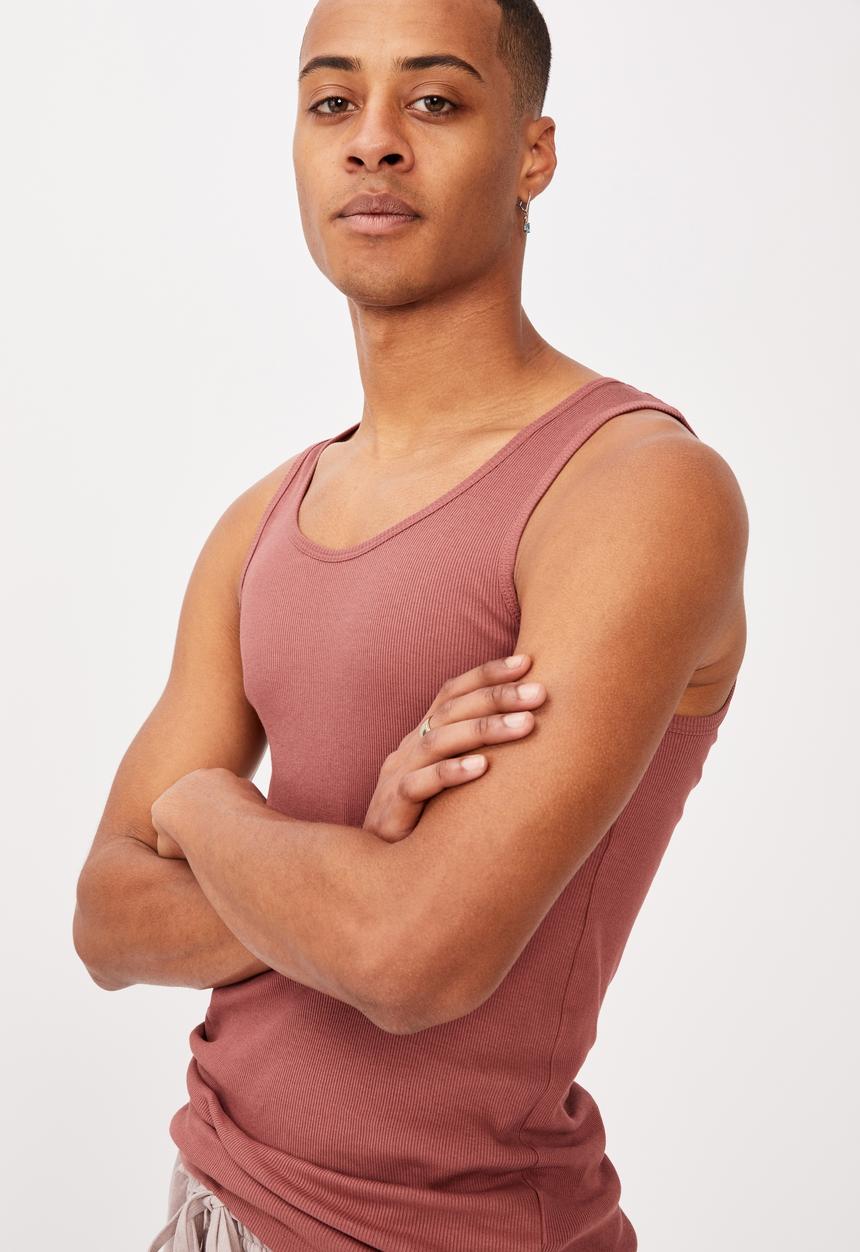 Cotton On - 2x2 rib tank - ox blood