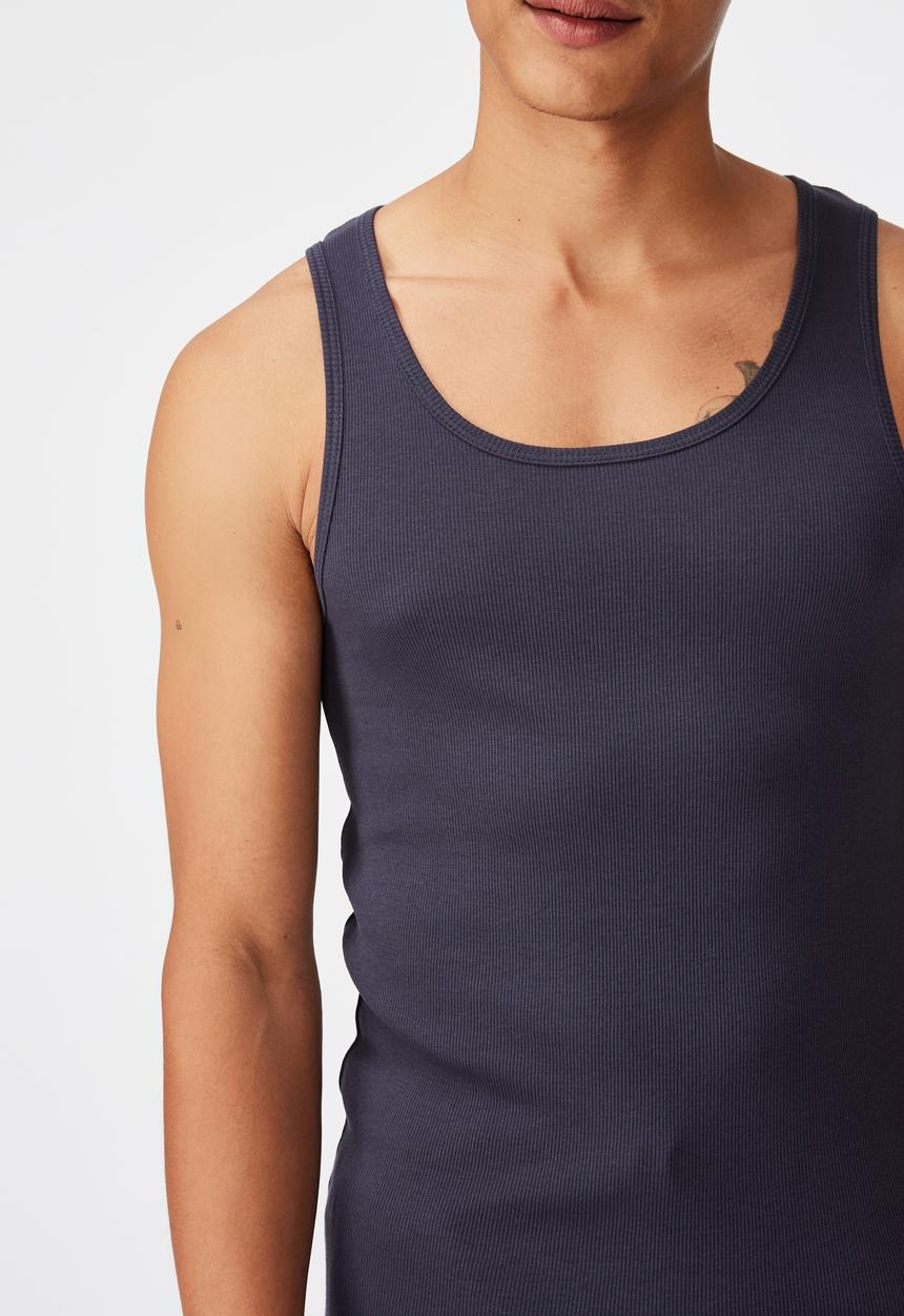 Cotton On - 2x2 rib tank - true navy