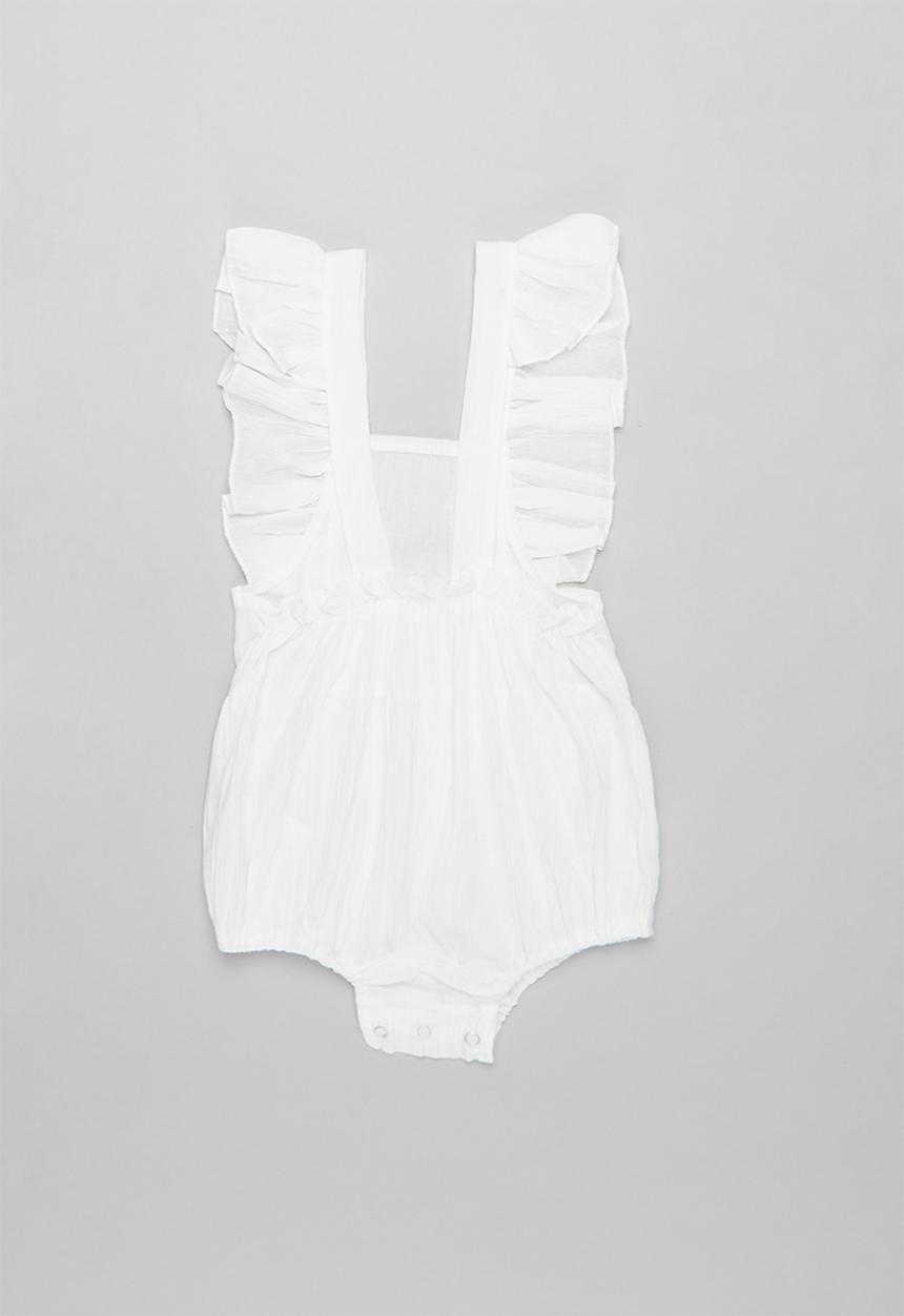 Pop Candy - Girls frill romper - white