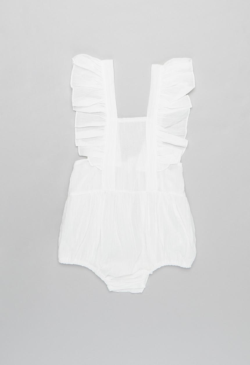 Pop Candy - Girls frill romper - white