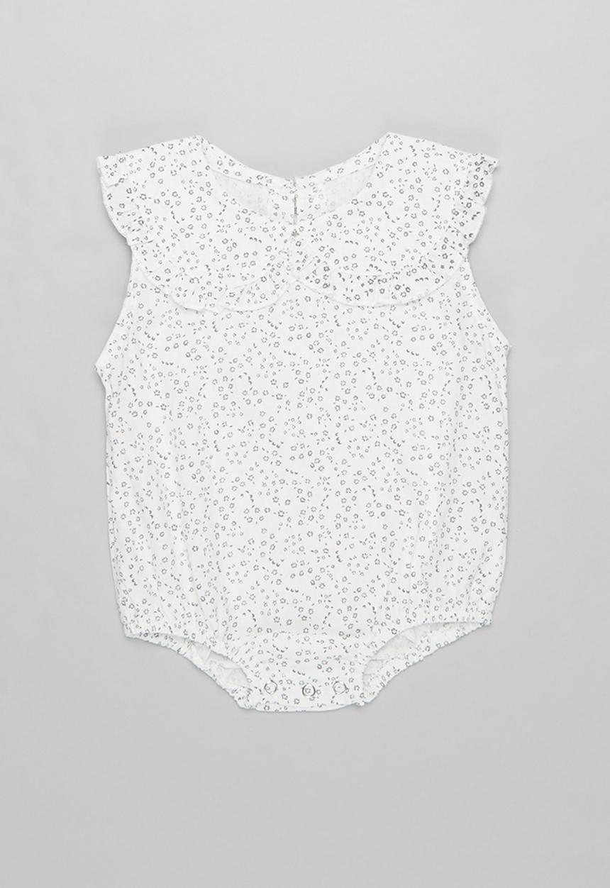 Pop Candy - Girls printed romper - white & grey