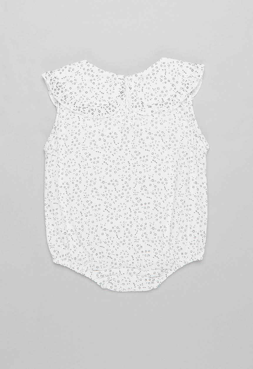 Pop Candy - Girls printed romper - white & grey
