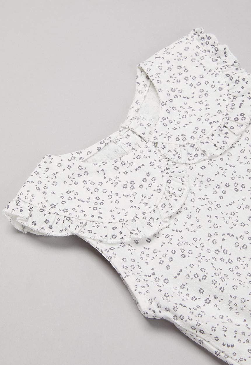 Pop Candy - Girls printed romper - white & grey