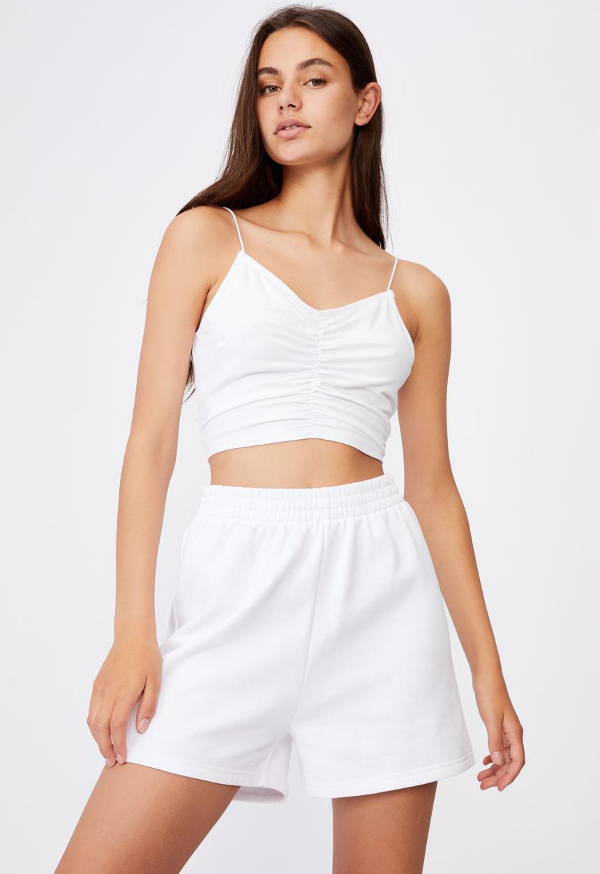 Factorie - V neck ruched cami - white