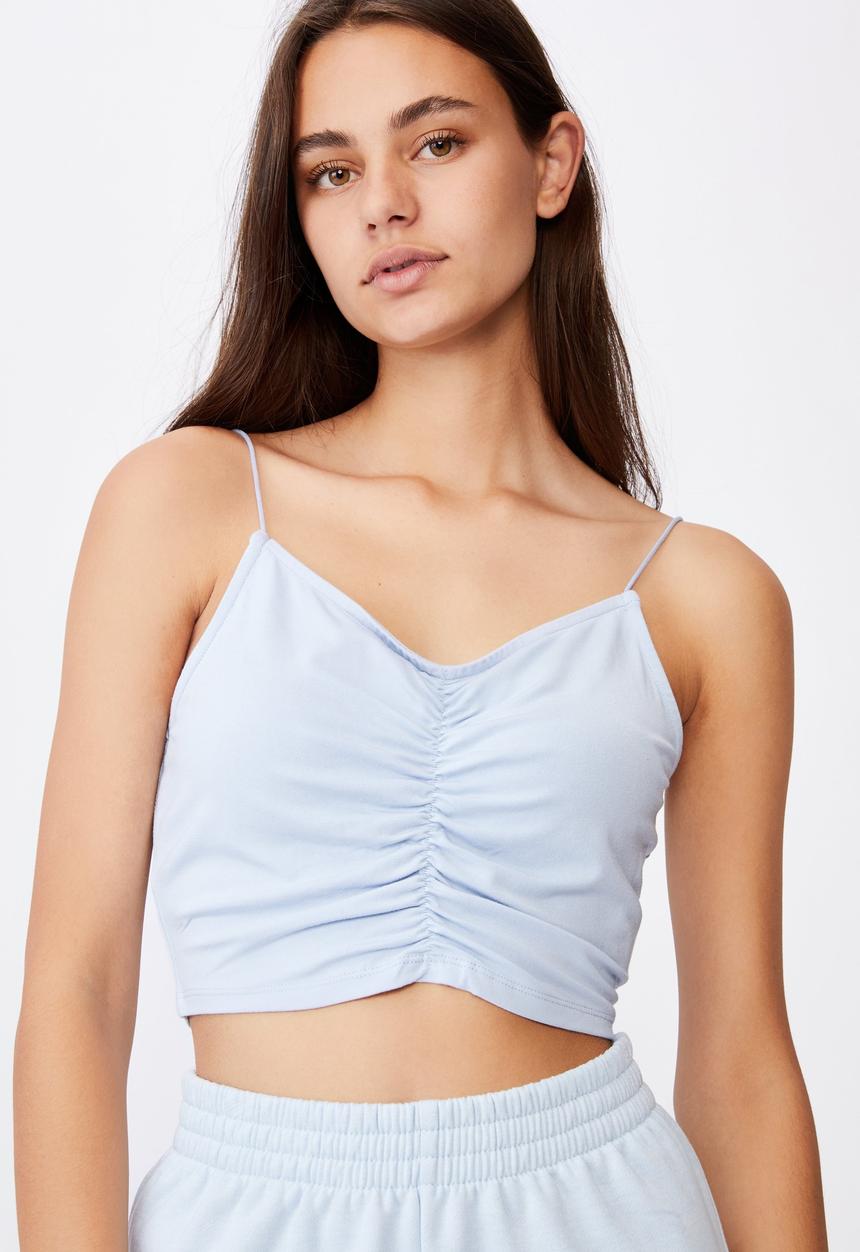 Factorie - V neck ruched cami - blue