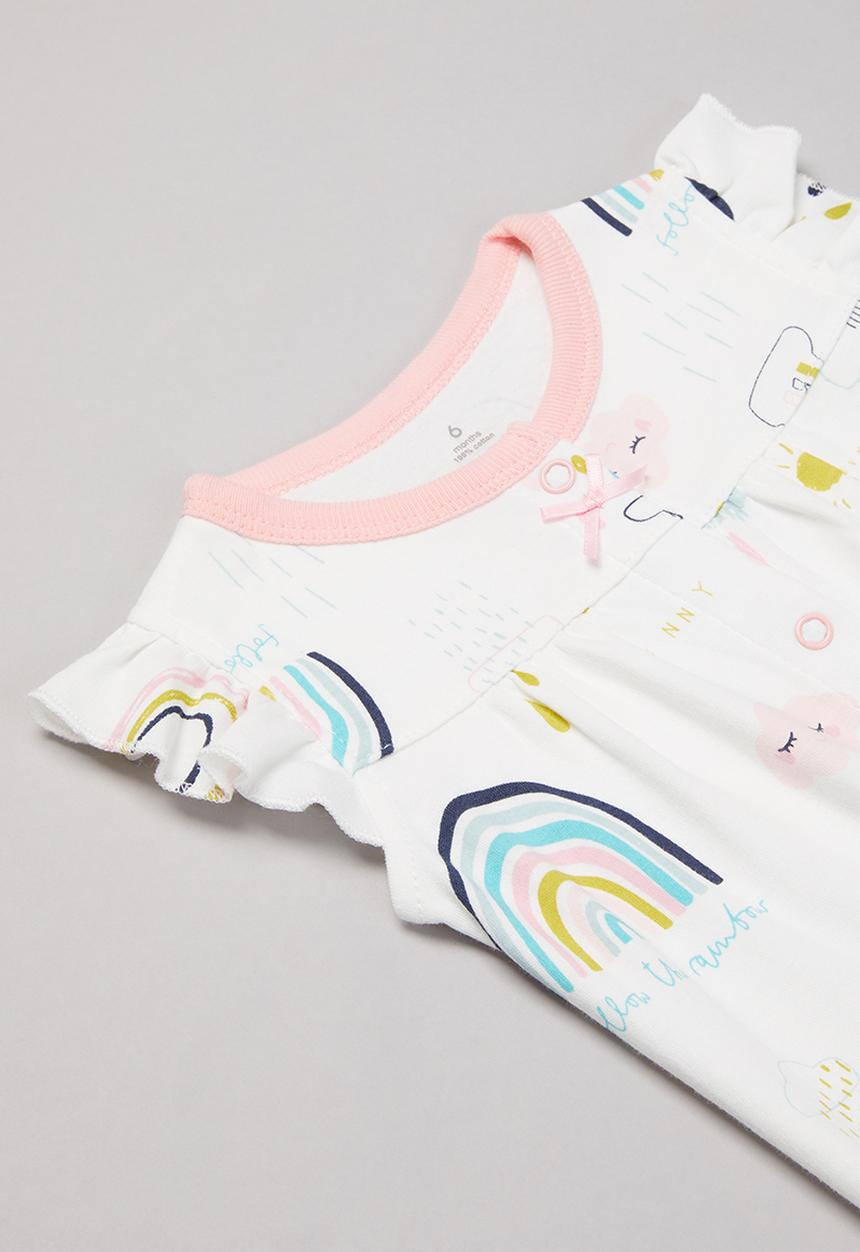 Pop Candy - Rainbow & clouds romper - white