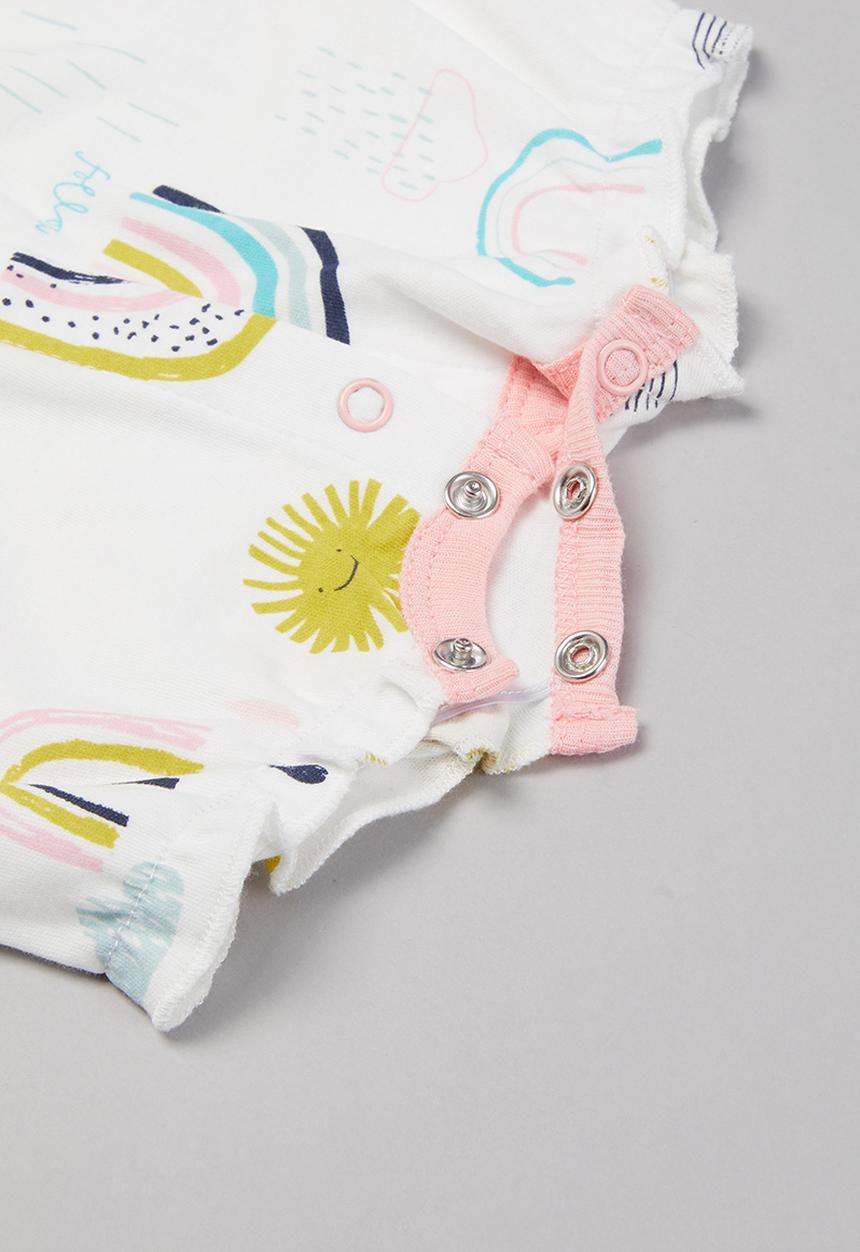 Pop Candy - Rainbow & clouds romper - white