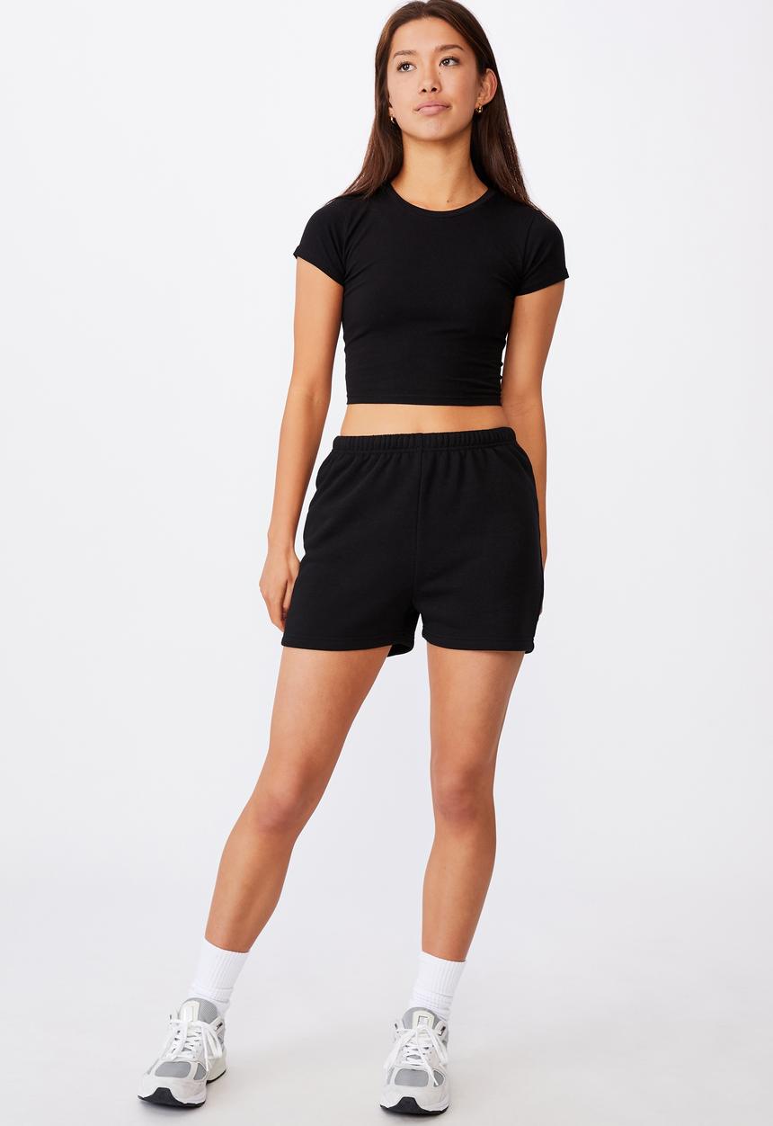 Factorie - Super slim fitted fleece short - black