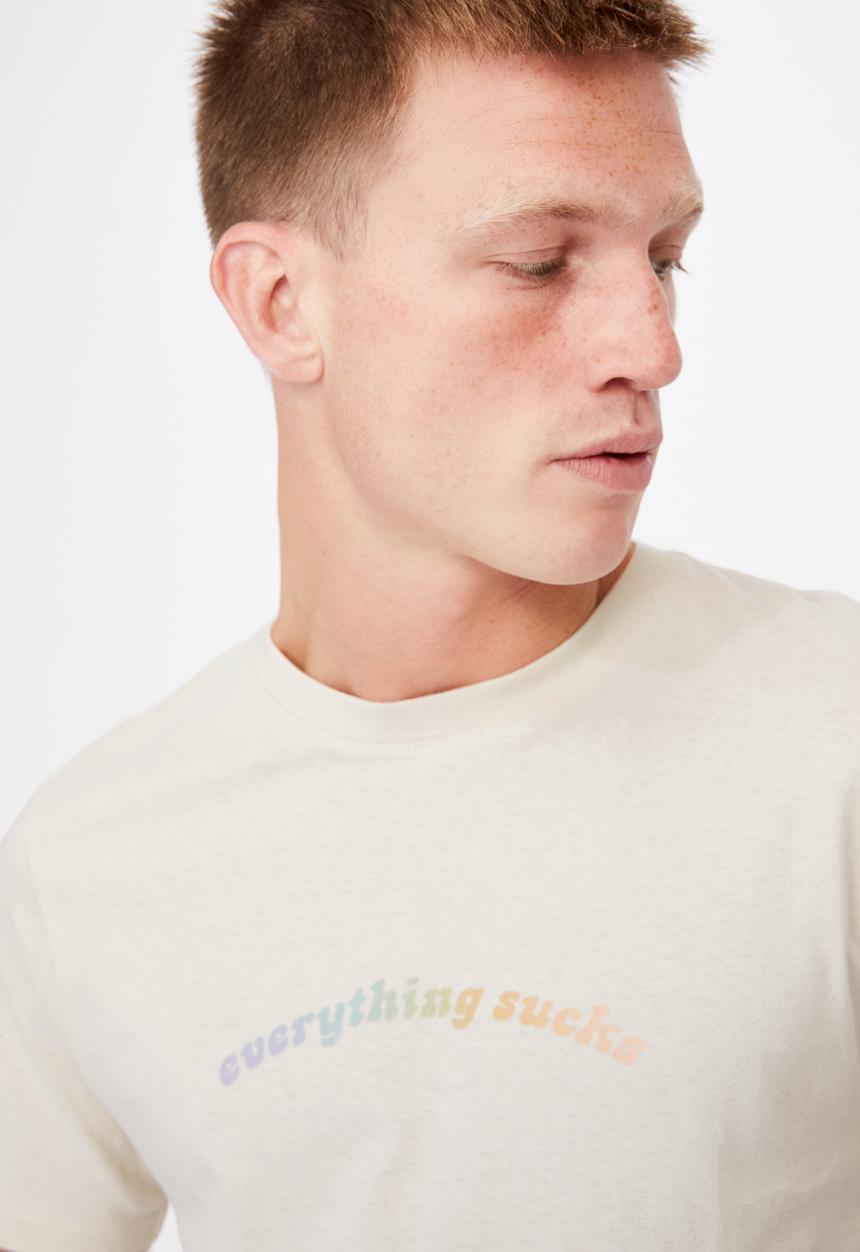 Cotton On - Tbar text t-shirt - bone