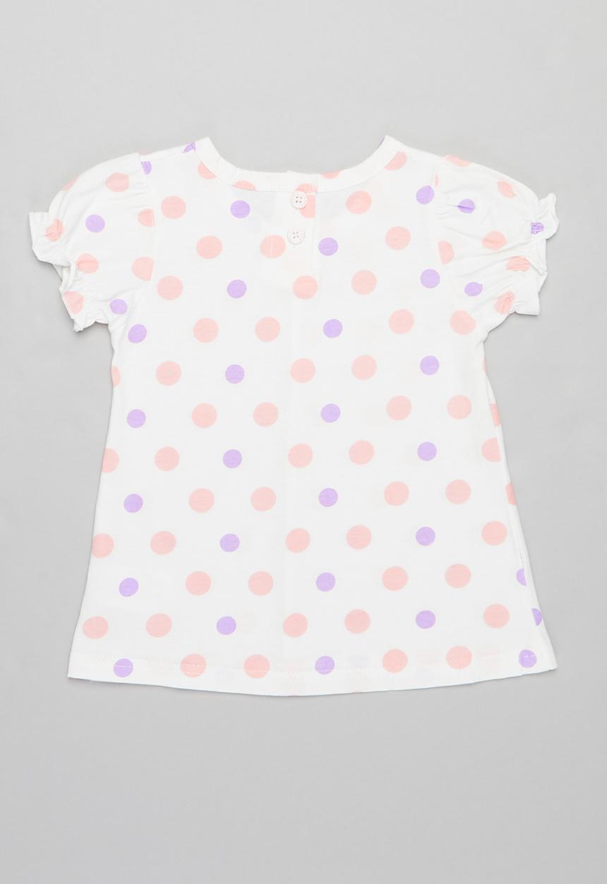 Pop Candy - Girls polka dot tee - white 