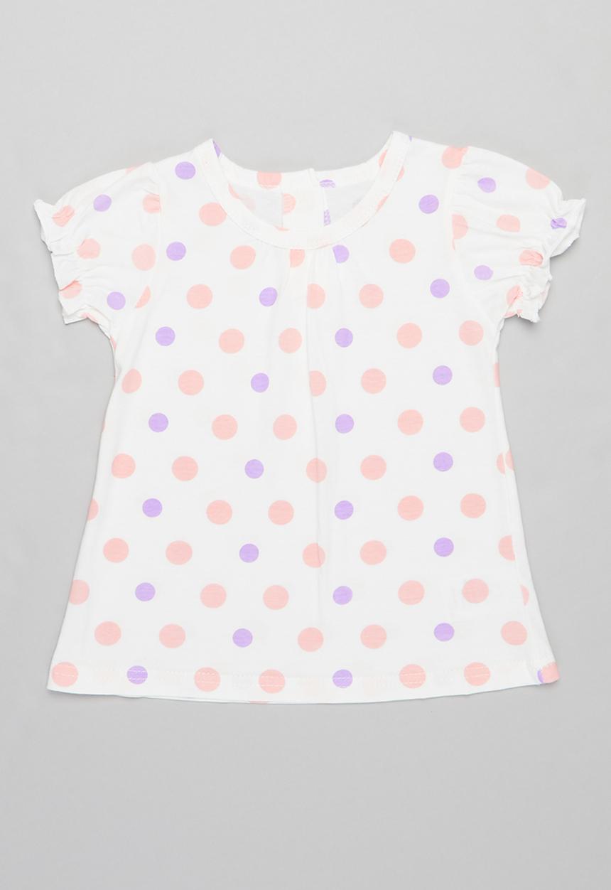 Pop Candy - Girls polka dot tee - white 