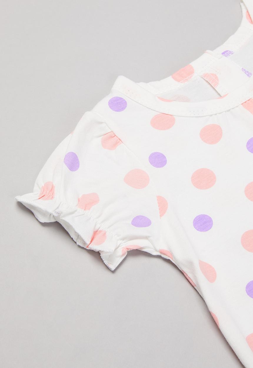 Pop Candy - Girls polka dot tee - white 