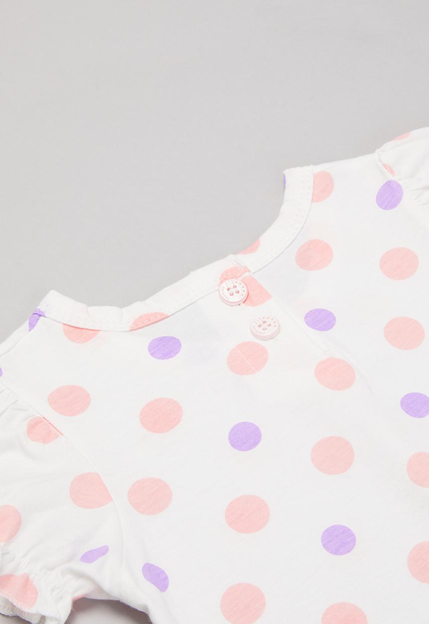 Pop Candy - Girls polka dot tee - white 