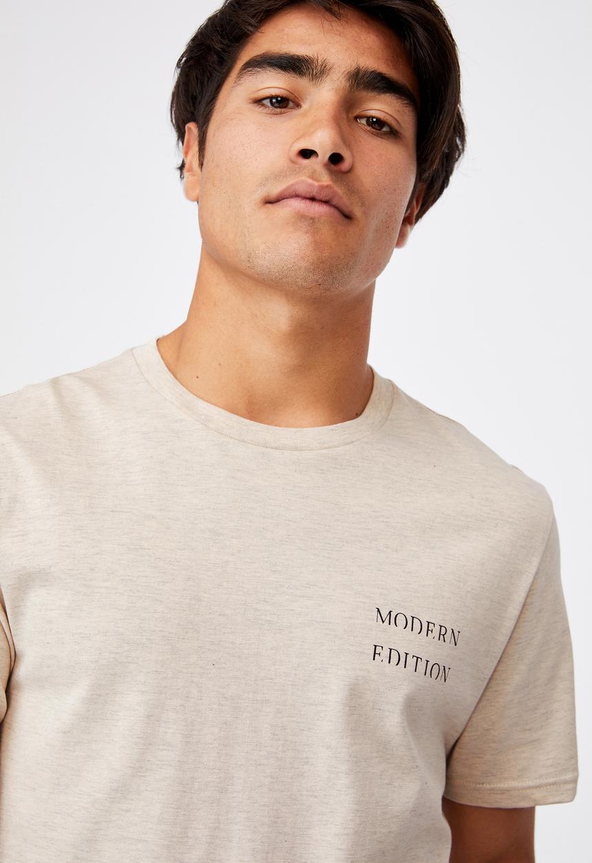 Cotton On - Tbar text t-shirt - oatmeal marle