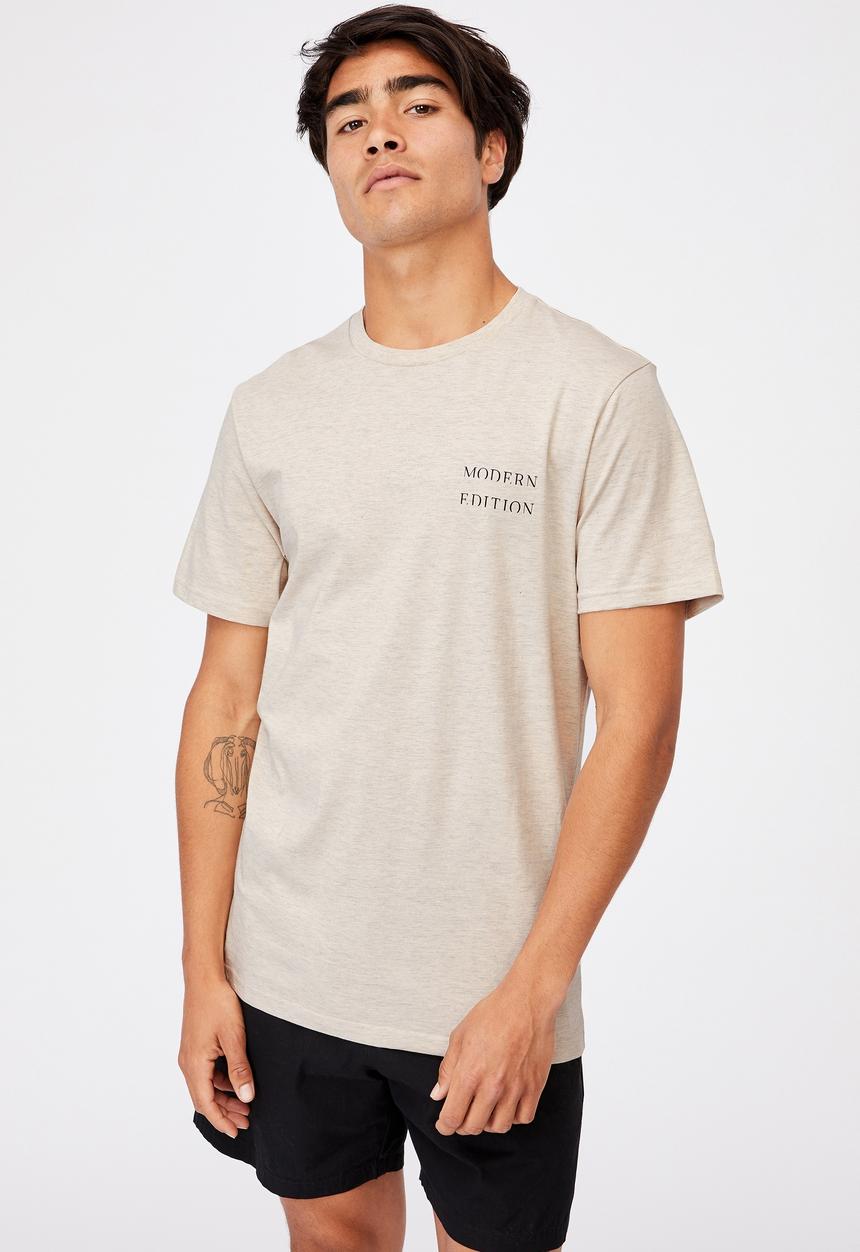 Cotton On - Tbar text t-shirt - oatmeal marle