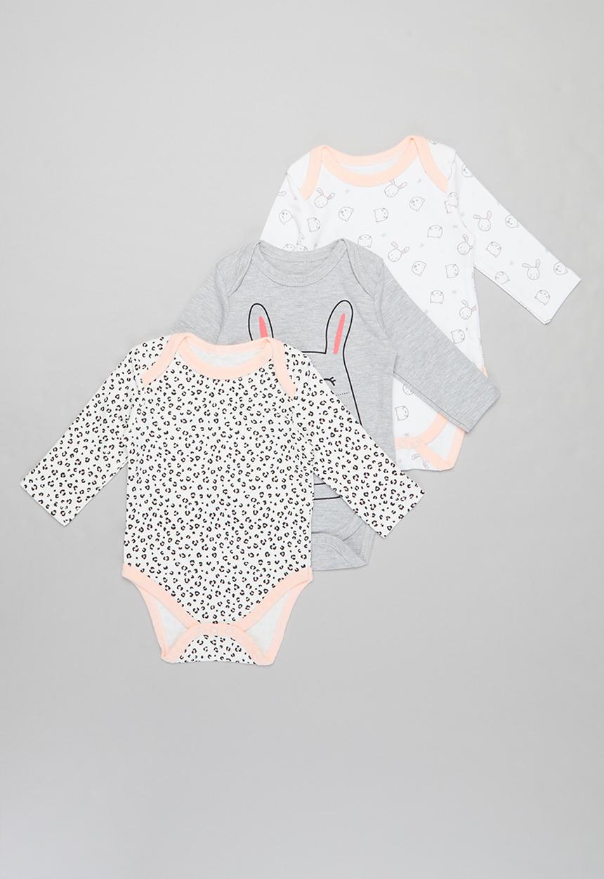 Pop Candy - Girls 3 Pack long sleeve body vets - grey