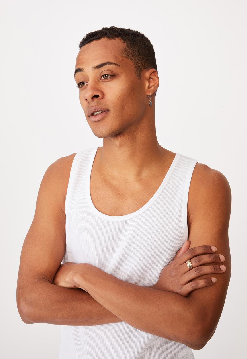 Cotton On - Waffle tank - white