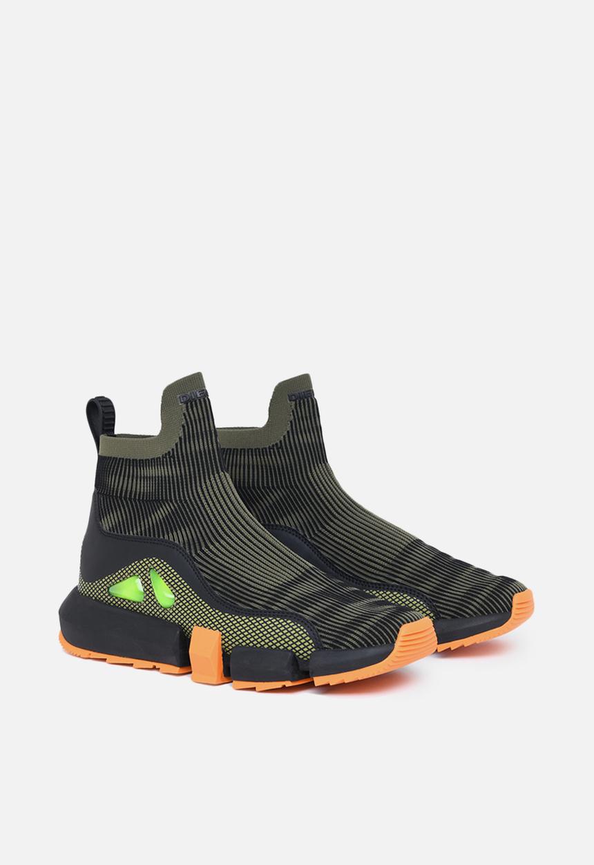 Diesel  - H-padola mid trek sneakers - black / green olive