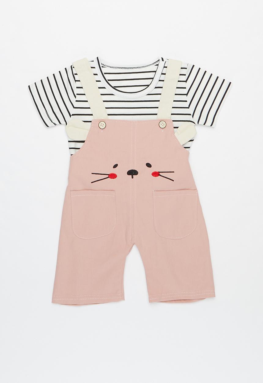 Pop Candy - Girls tee & dungaree set - multi