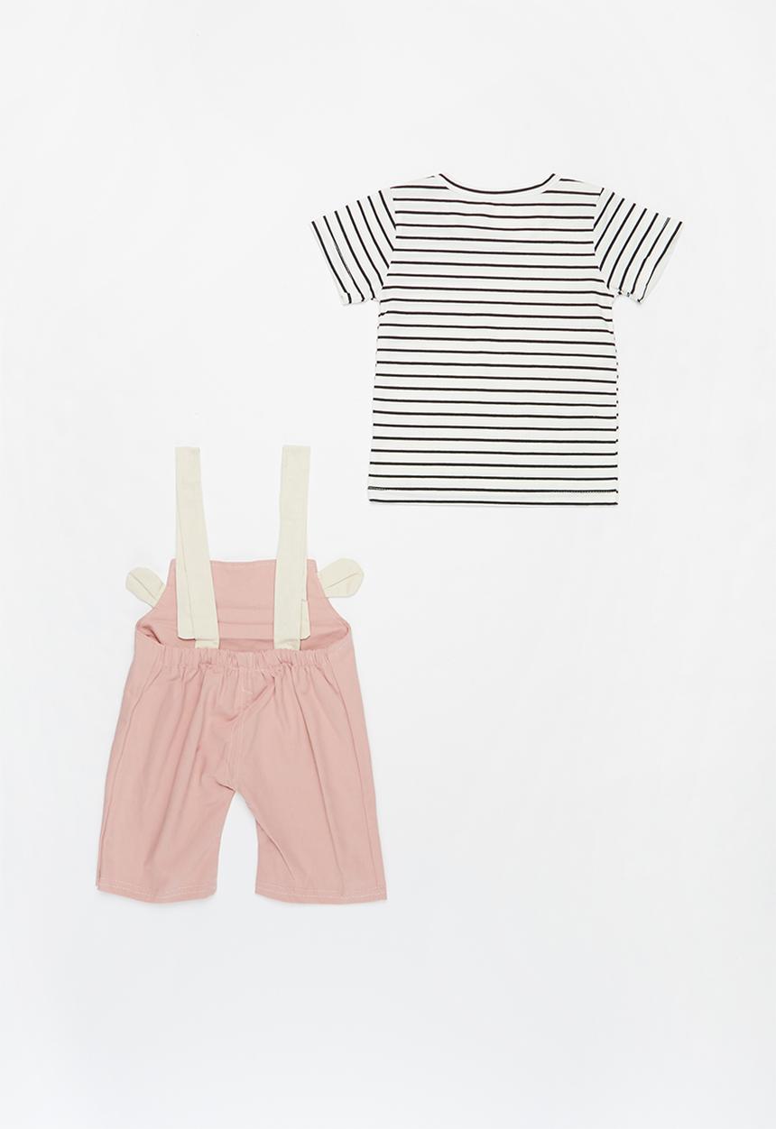 Pop Candy - Girls tee & dungaree set - multi