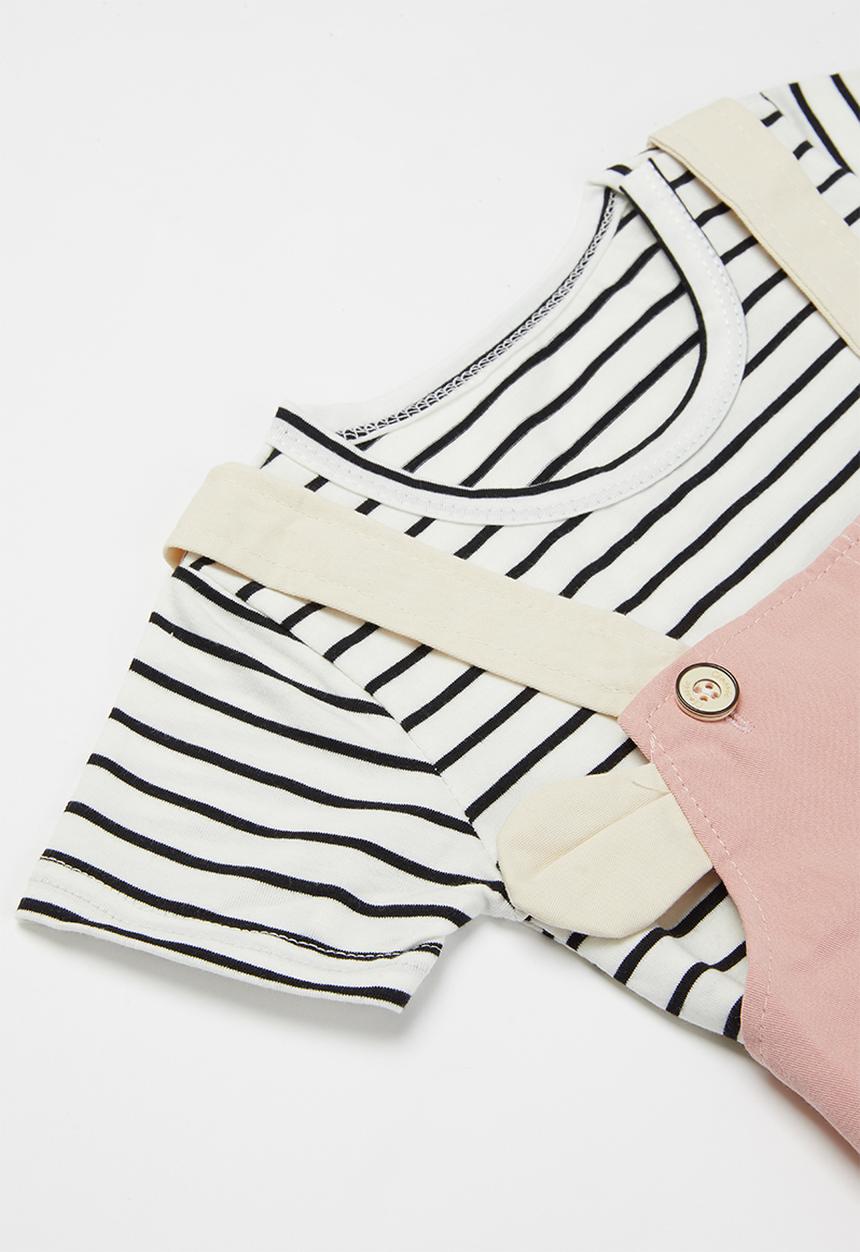 Pop Candy - Girls tee & dungaree set - multi