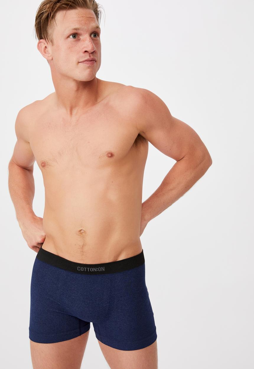 Cotton On - Mens seamless trunks - navy marle & black