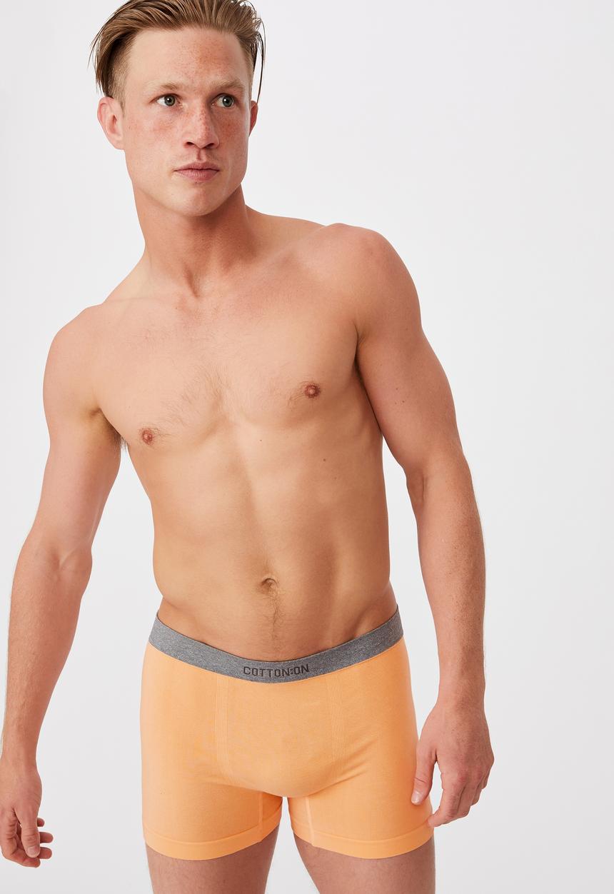 Cotton On - Mens seamless trunks - washed orange/grey marle