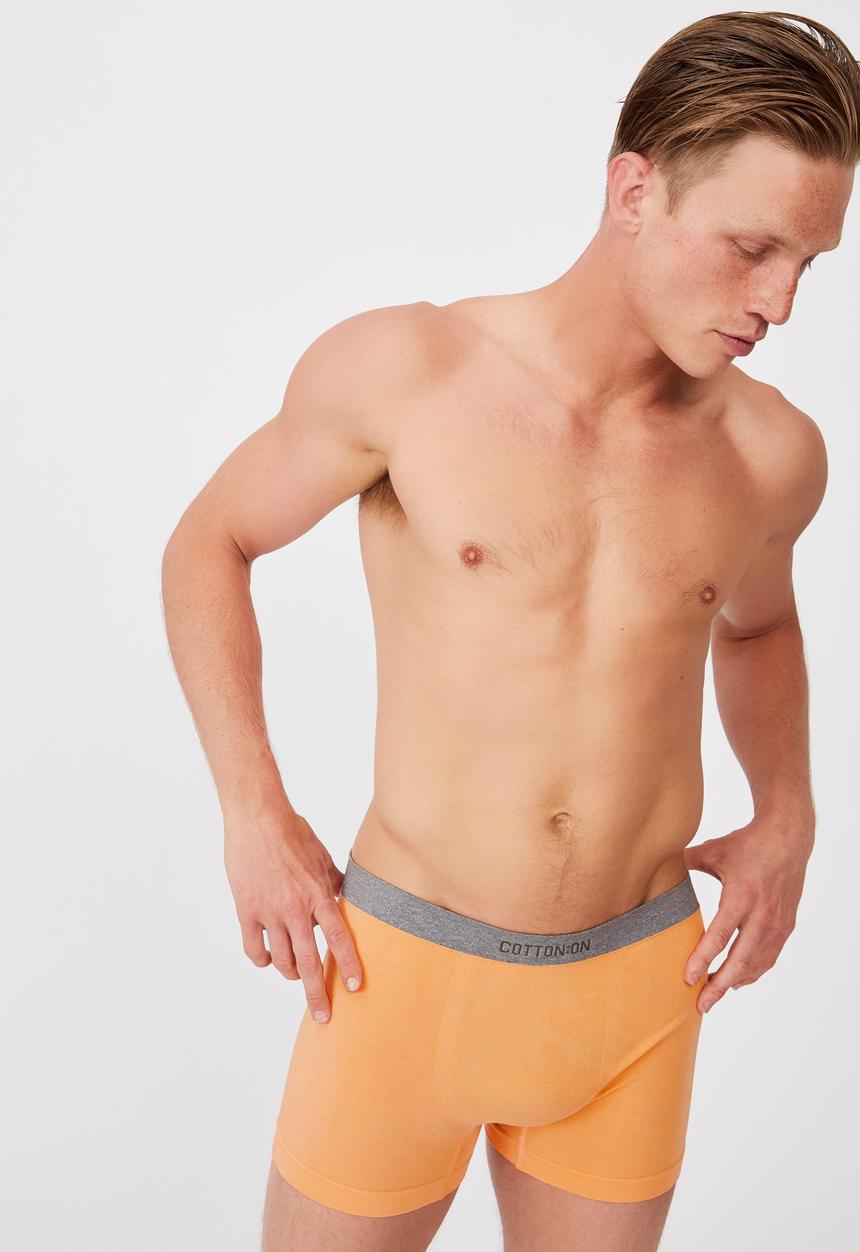Cotton On - Mens seamless trunks - washed orange/grey marle