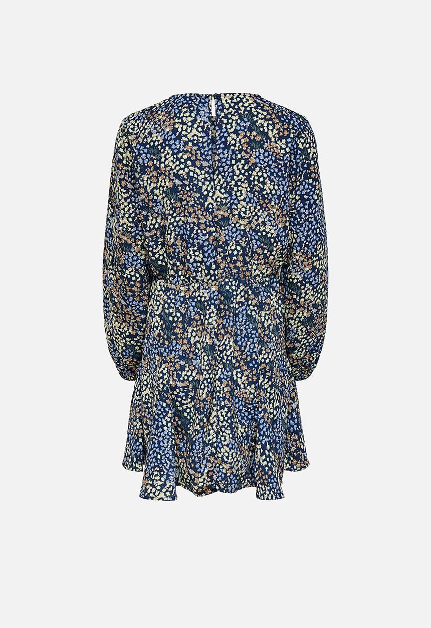 Jacqueline de Yong - Mia long sleeve short dress - night sky abstract floral