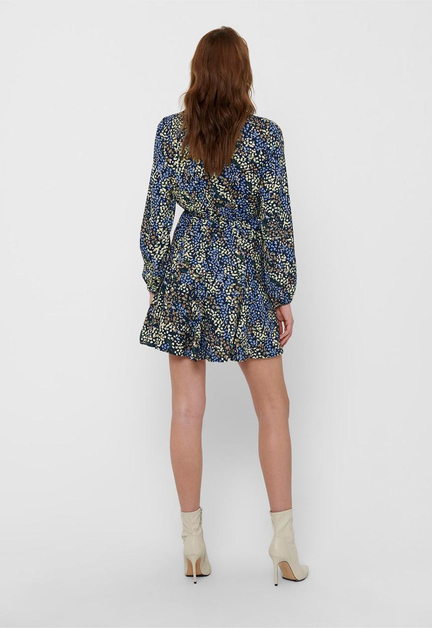 Jacqueline de Yong - Mia long sleeve short dress - night sky abstract floral