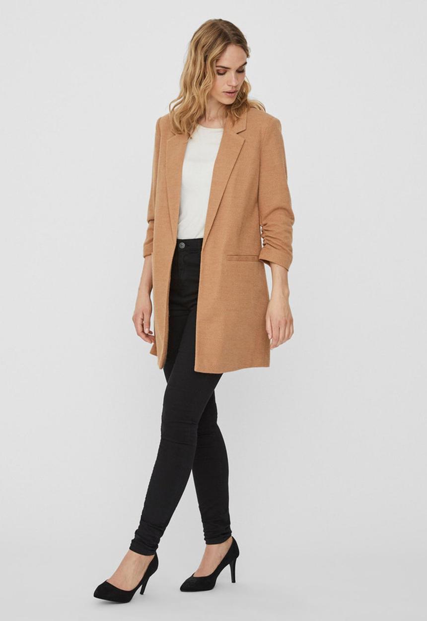 Vero Moda - Rica 7/8 long blazer - tan