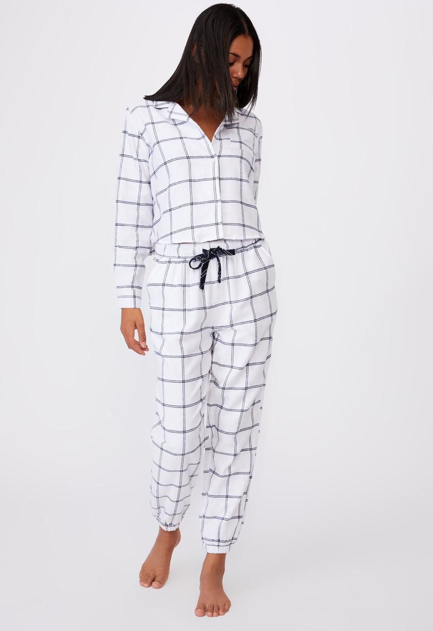 Cotton On - Flannel sleep pant - oversized check white