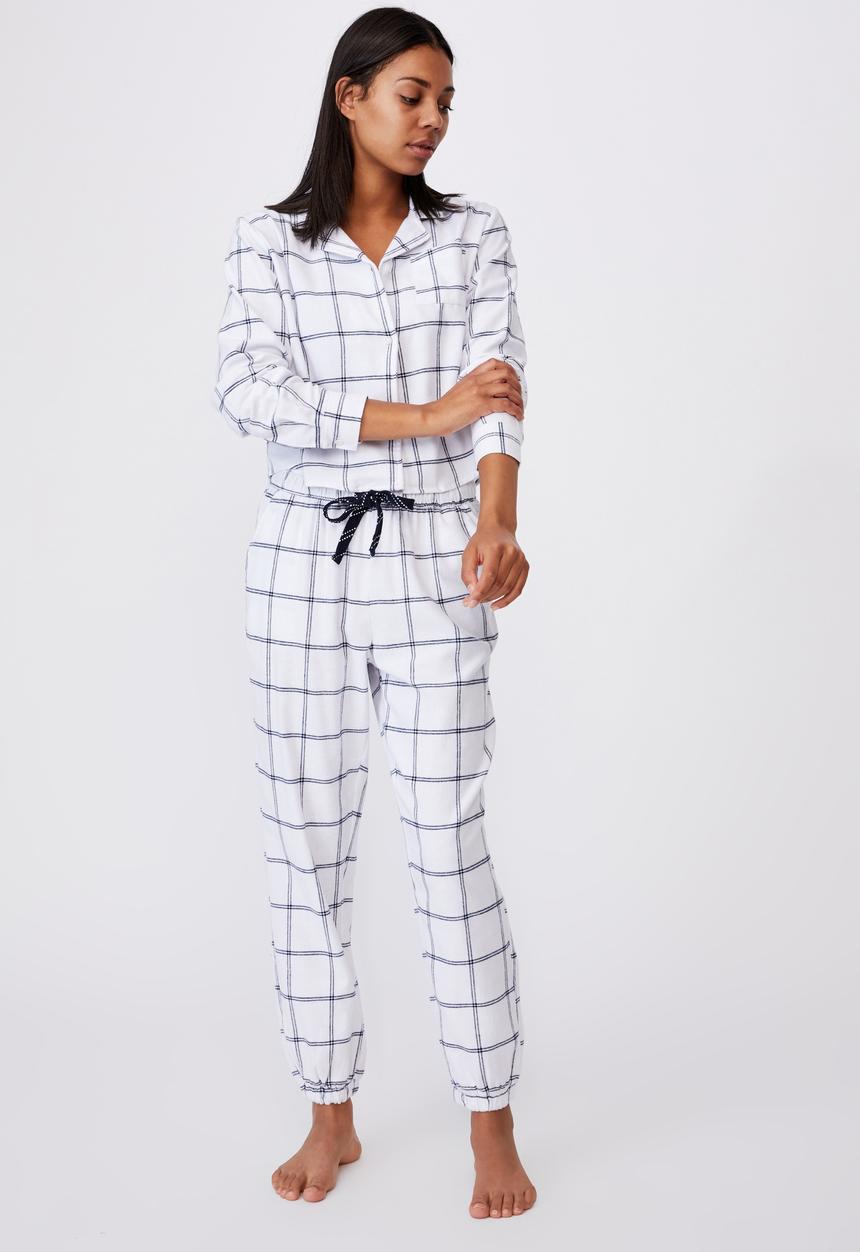 Cotton On - Flannel sleep shirt  - oversized check white