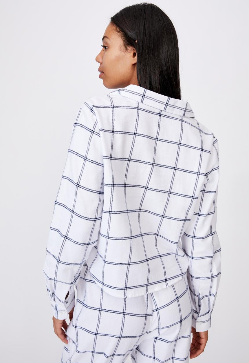 Cotton On - Flannel sleep shirt  - oversized check white