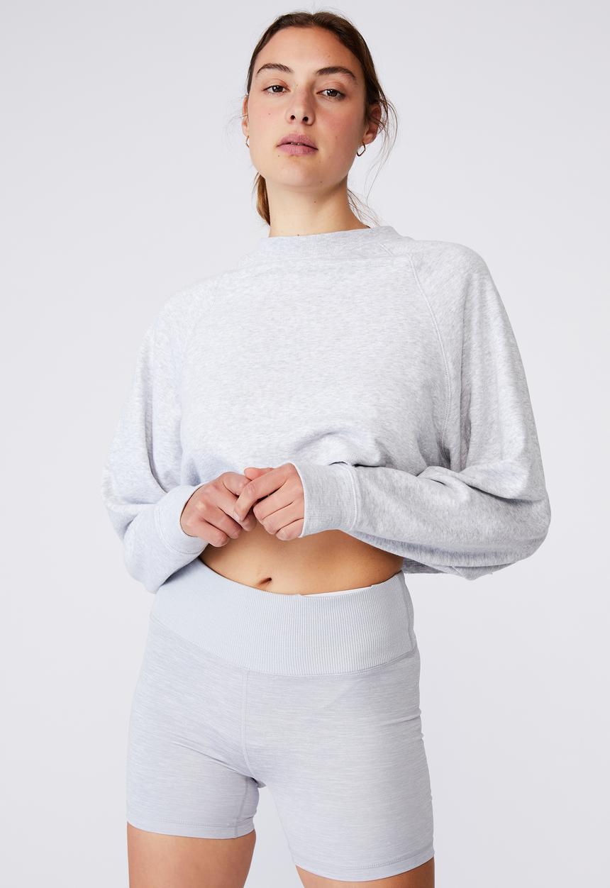 Cotton On - Lifestyle crop raglan fleece - grey 