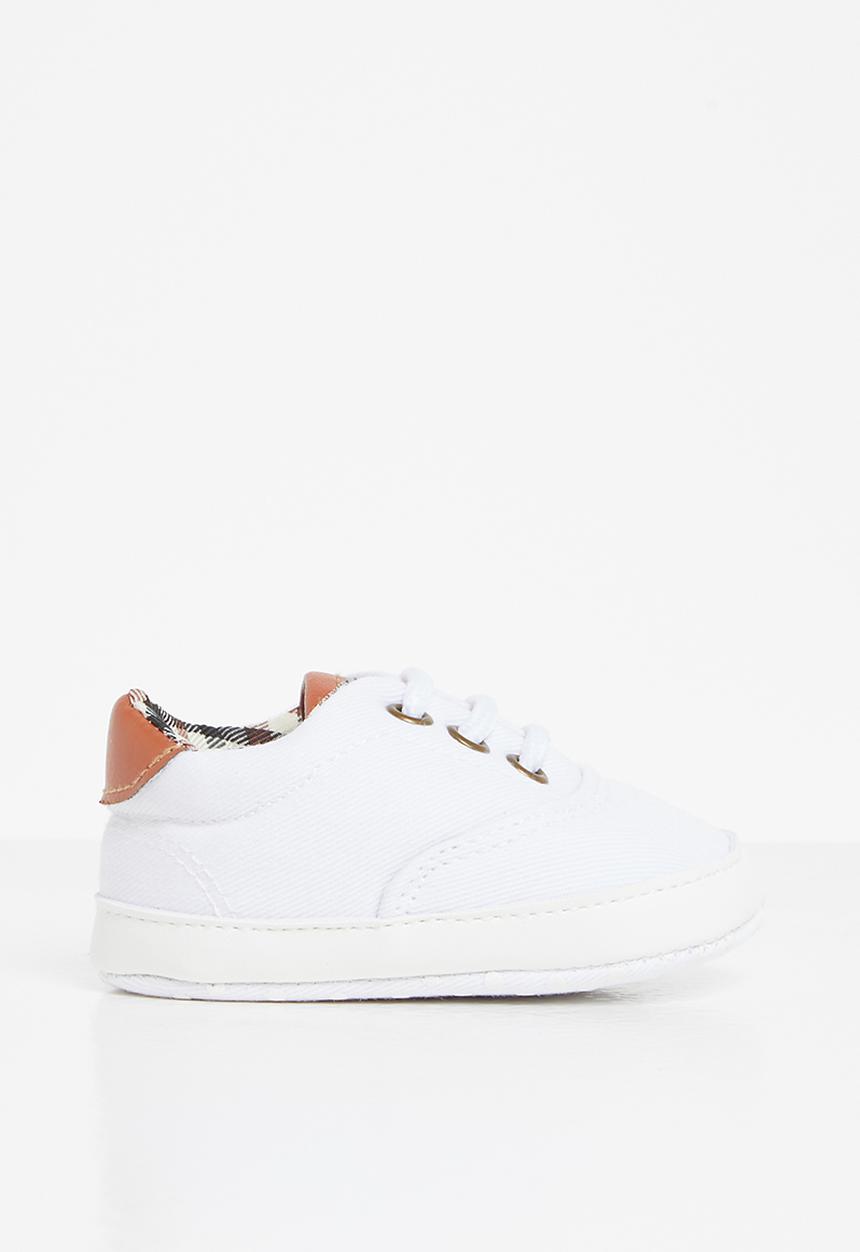 Pop Candy - Boys check detail sneaker - white