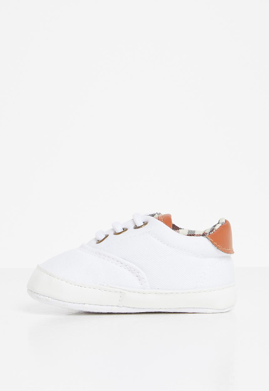 Pop Candy - Boys check detail sneaker - white