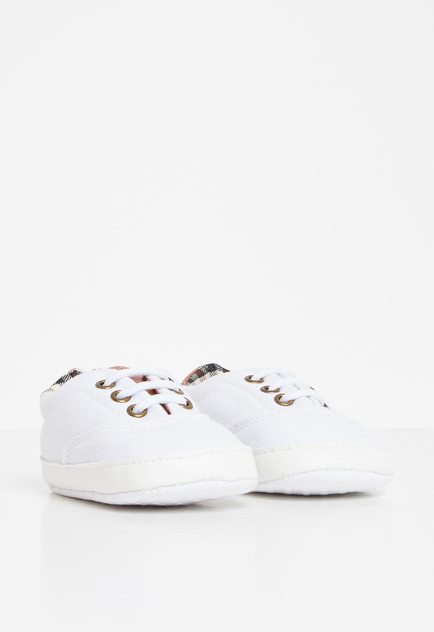 Pop Candy - Boys check detail sneaker - white