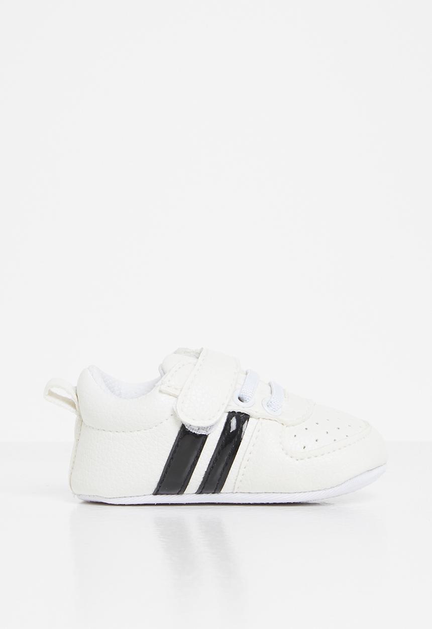 Pop Candy - Baby boys velcro strap sneaker - white & black