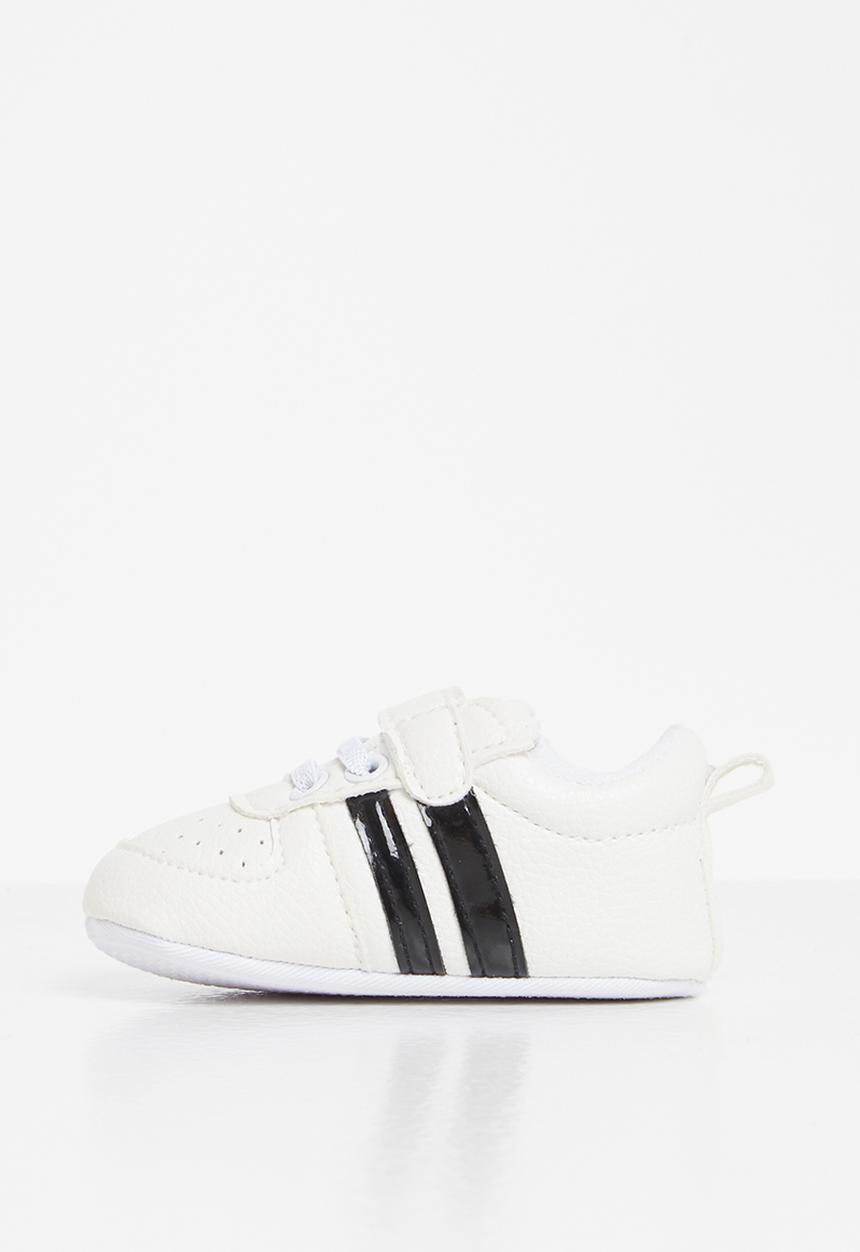 Pop Candy - Baby boys velcro strap sneaker - white & black