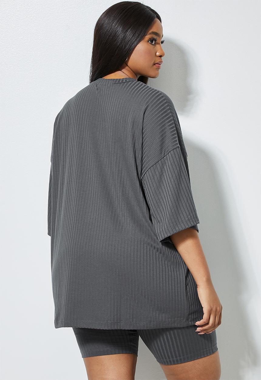 Superbalist - Ribbed boxy tee - charcoal