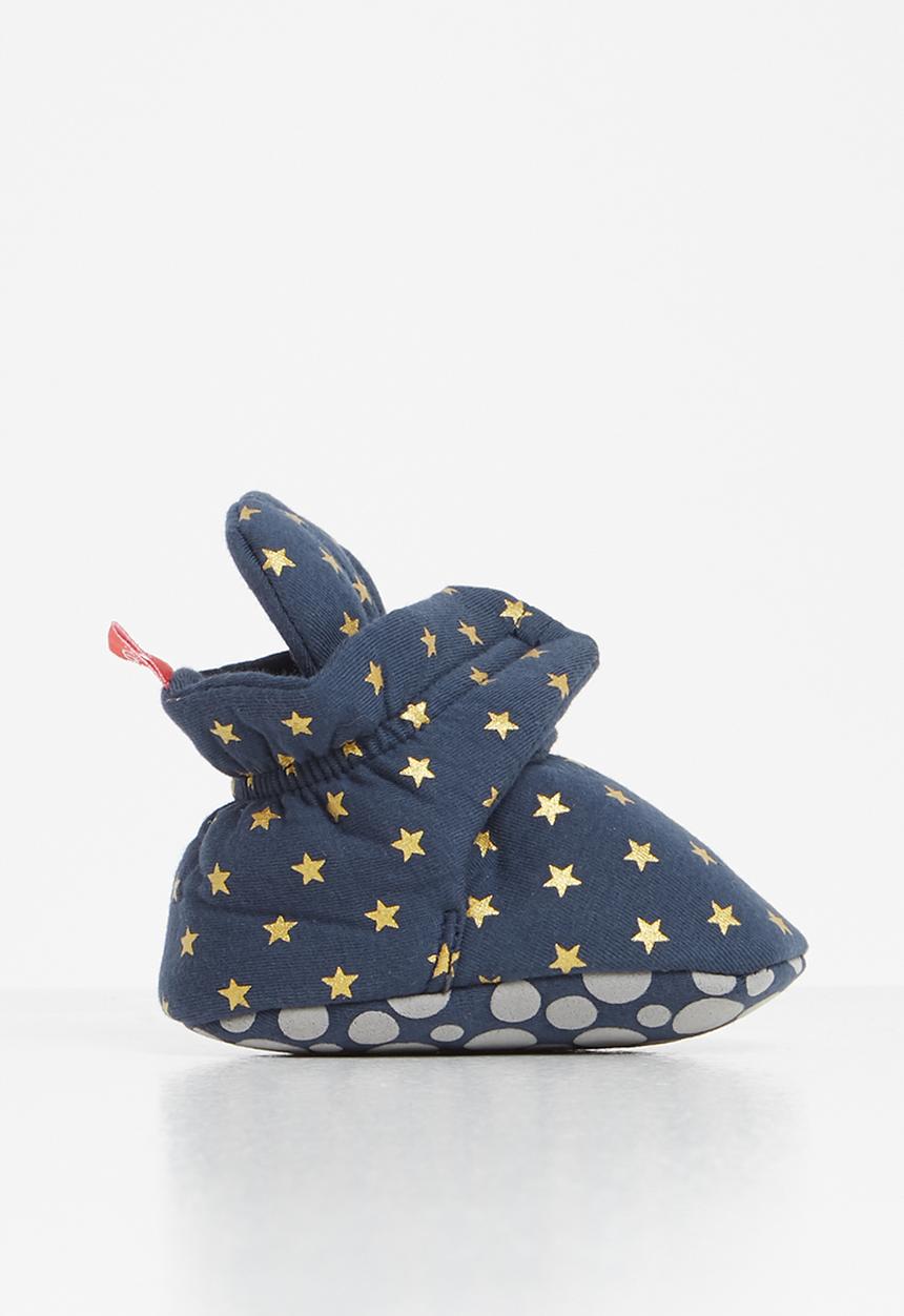 Pop Candy - Star print booties - navy & gold 