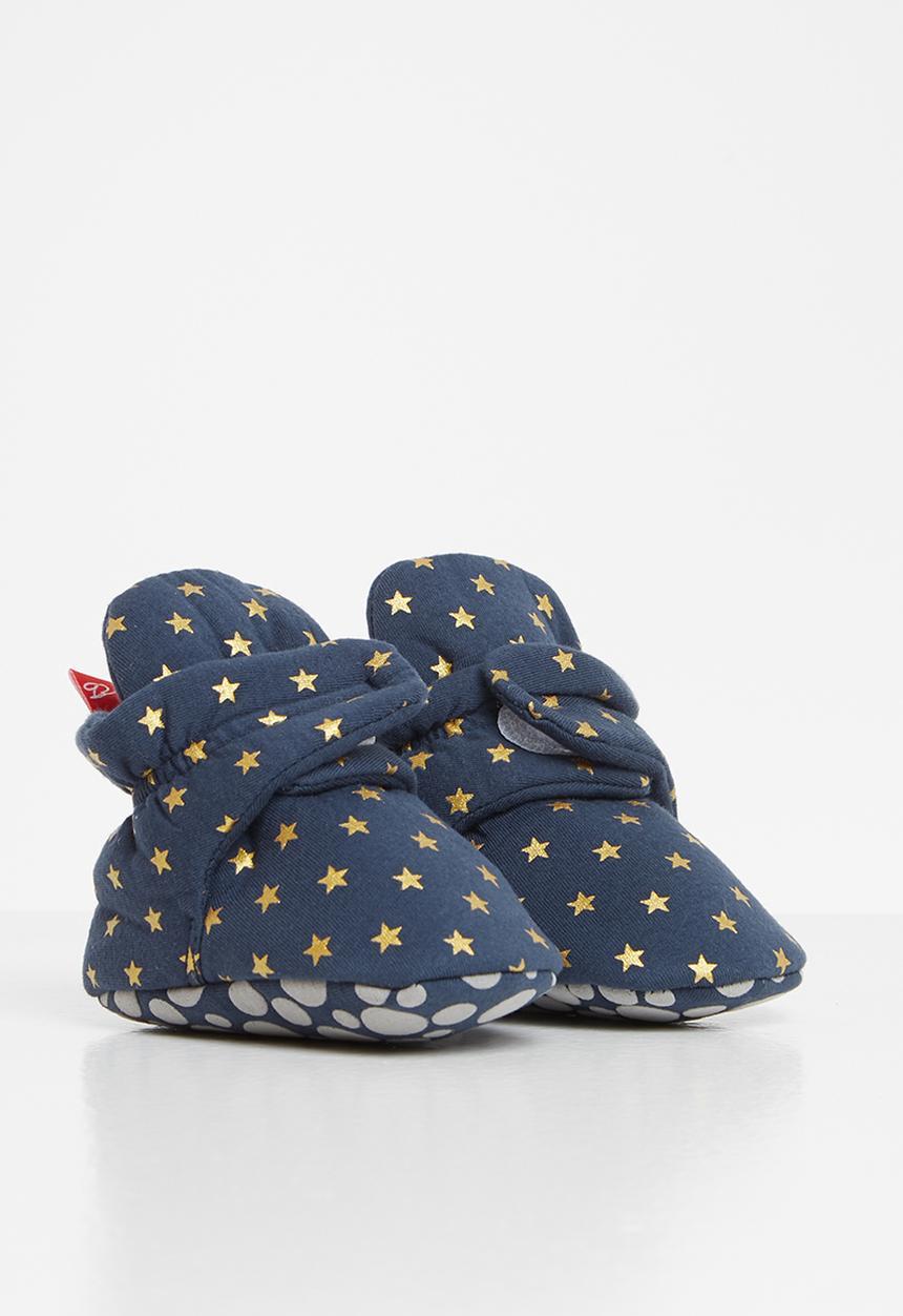 Pop Candy - Star print booties - navy & gold 