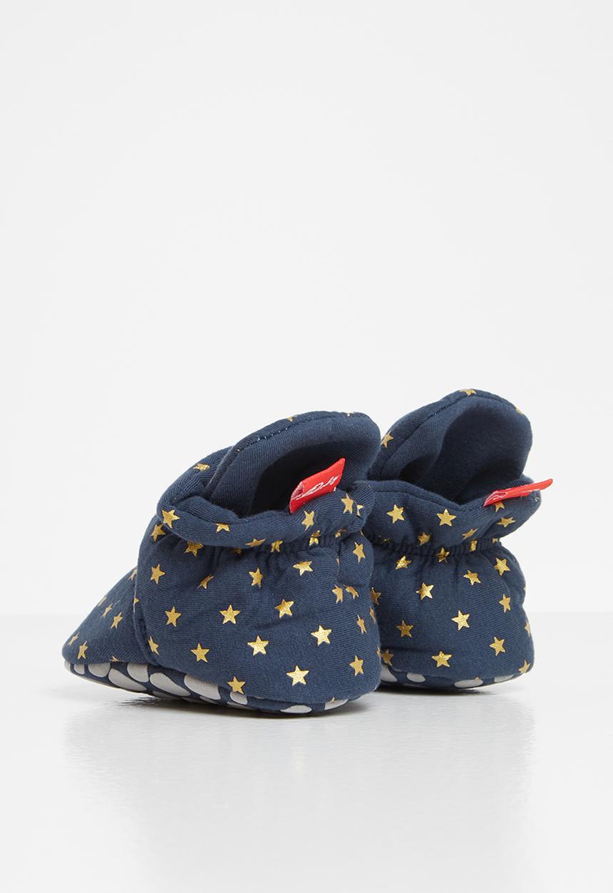 Pop Candy - Star print booties - navy & gold 
