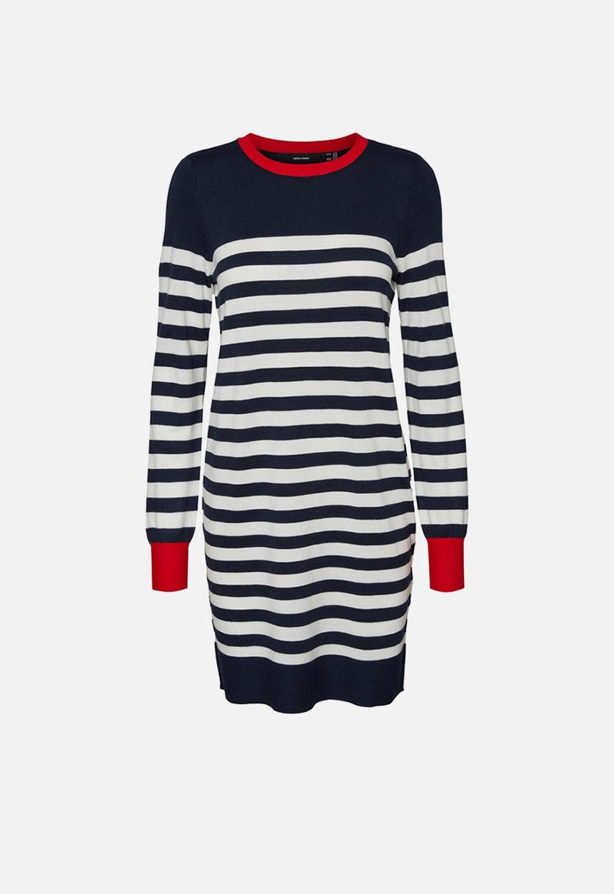 Vero Moda - Lacole long sleeve stripe balloon dress - navy