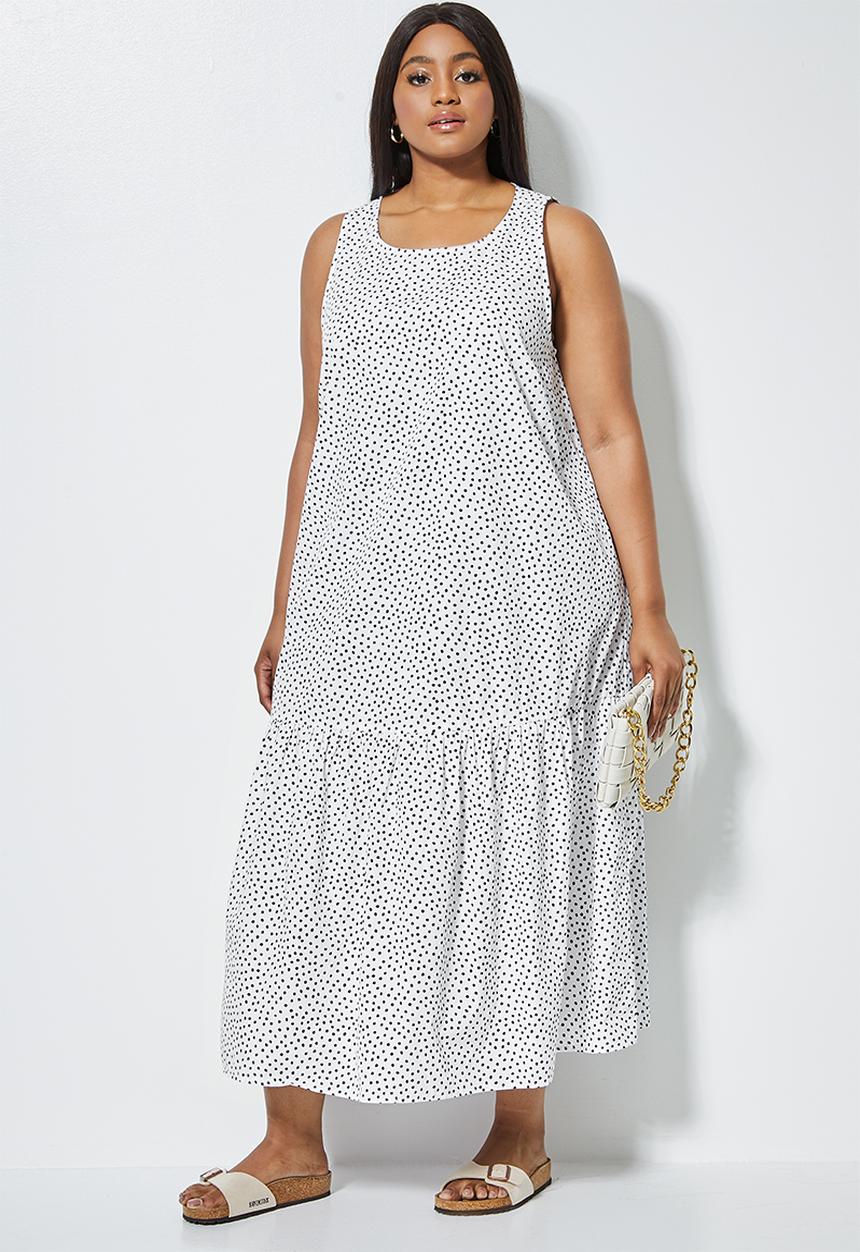 Superbalist - Sleeveless tiered dress -white & black