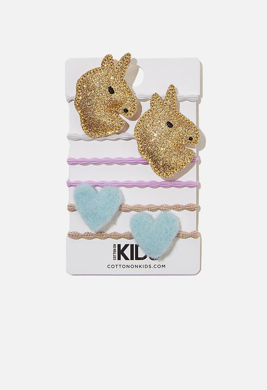 Cotton On - Hannah hair ties - gold & blue 