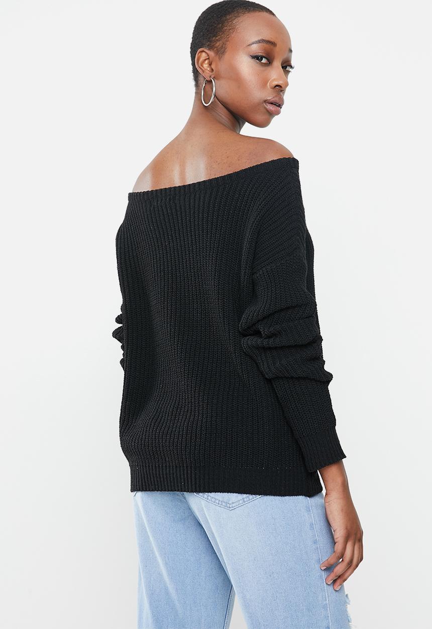 Missguided - Ophelita off shoulder jumper - black