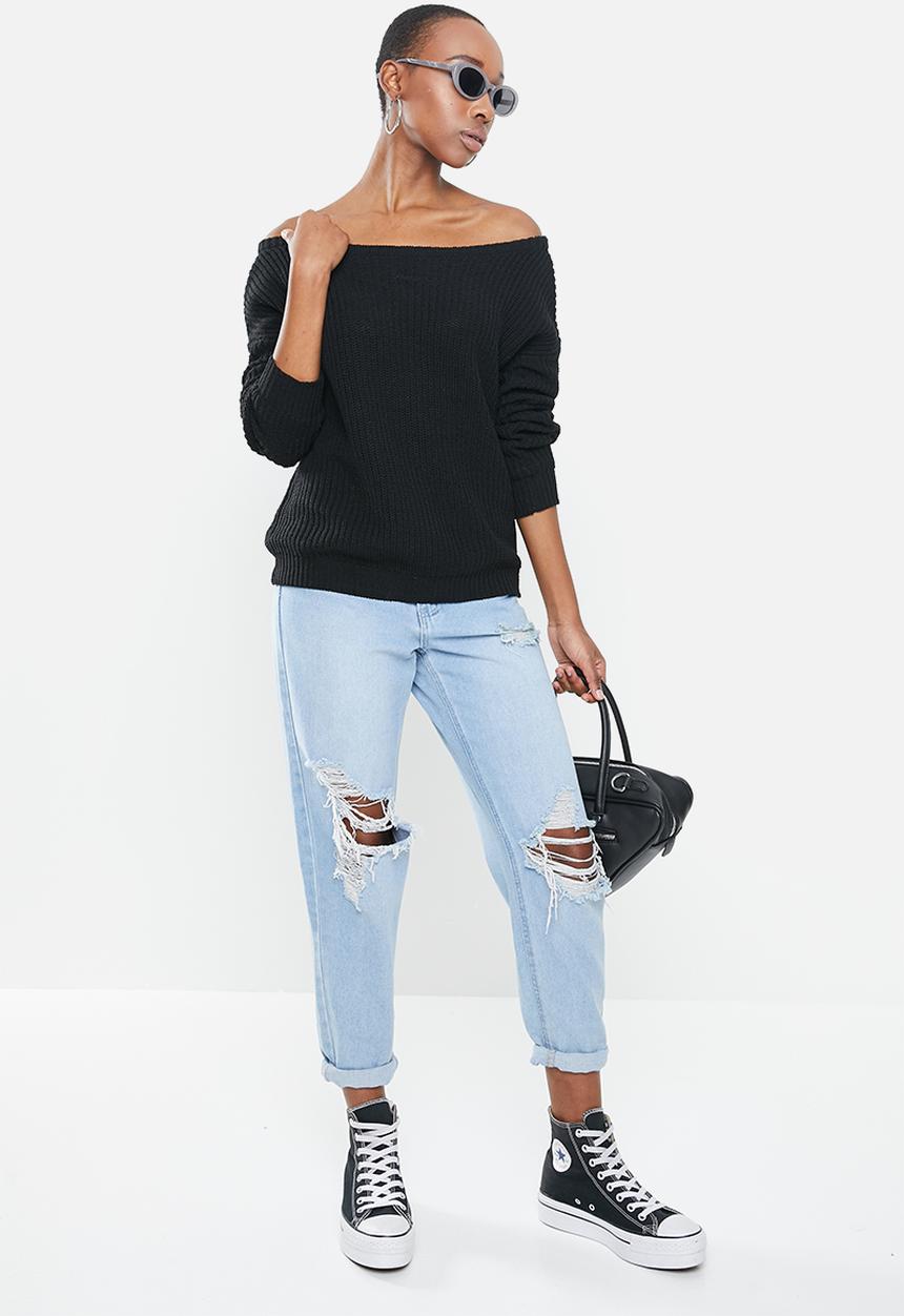 Missguided - Ophelita off shoulder jumper - black
